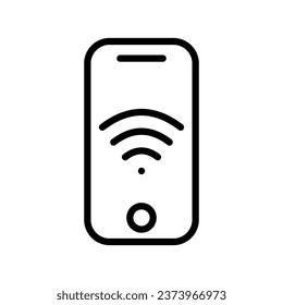 Wi-Fi on the phone screen. Outline, wifi icon, wifi setting, phone screen. Vector icon