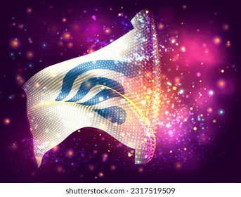 Wi-Fi, sobre la bandera vectorial 3d sobre fondo morado rosa con iluminación y bengalas