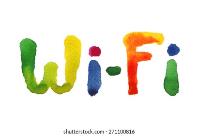 Wifi on white background. Vector watercolor.