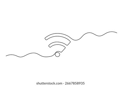 Wifi one continuous line isolated illustration. Hand drawn doodle vector sketch
