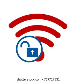 wifi open flat design. red and blue colors