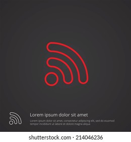 WiFi outline thin symbol, red on dark background, logo editable, creative template 