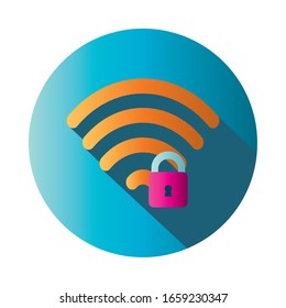 Farbverlauf-Design von Wifi- und Padlock-Blöcken, Internet-Technologie-Kommunikationsnetzwerk drahtlose Signalverbindung Web und Zugriff auf Vektorillustration Illustration zum Thema