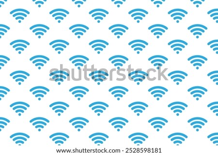 Wifi pattern . Pattern with blue wifi icon . Wifi background . Vector illustration