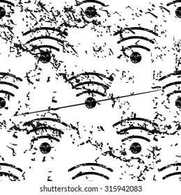 Wi-Fi pattern grunge, black image on white background