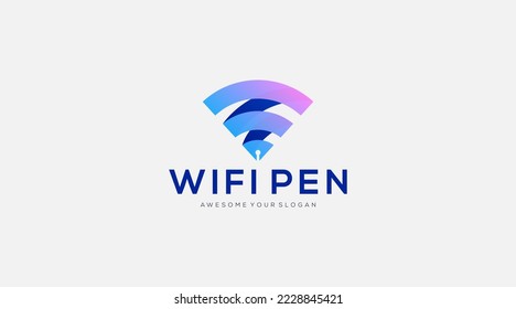 Wifi pen logo design vector illustration
