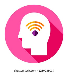 Wifi people icon. Head with signal sign