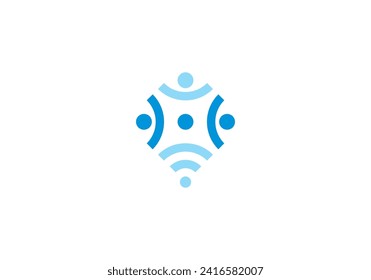 wifi and people logo, signal with teamwork graphic design icon design symbol