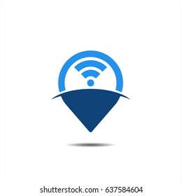 Wi-Fi pin logo icon vector stock
