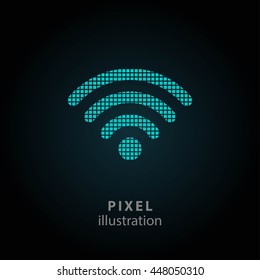 Wi-Fi - pixel icon. Vector Illustration. Design logo element. Isolated on black background. It is easy to change to any color.