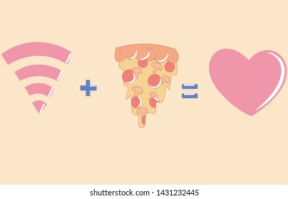 wifi and pizza love illustratiob