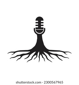 Wi-Fi Podcast microphone Icon with tree vector Design. 