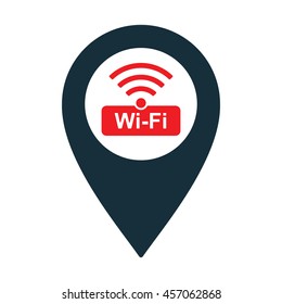 wi-fi point location icon on white background