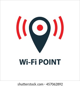wi-fi point location icon on white background