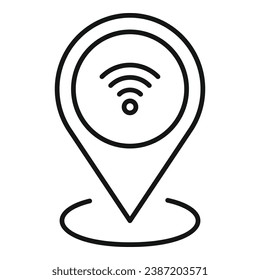 Wifi point location icon outline vector. Work data. Smart office