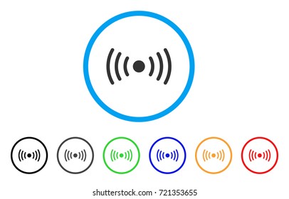 Wi-Fi Point rounded icon. Style is a flat wi-fi point gray symbol inside light blue circle with black, gray, green, blue, red, orange color versions. Vector designed for web and software interfaces.