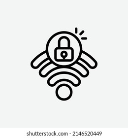  Wi-Fi-Schutzsymbol, einzelne Sicherheitskontursymbol auf hellgrauem Hintergrund, perfekt für Website, Blog, Logo, Grafikdesign, soziale Medien, UI, mobile App