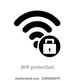 Wifi Protection and security icon concept