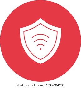 Wifi, protection, security, shield icon vector image. Can also be used for internet security. Suitable for use on web apps, mobile apps and print media.