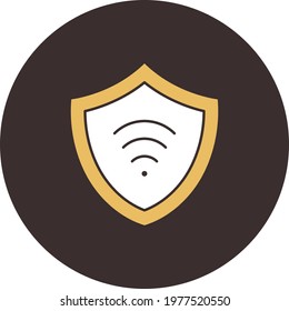 Wifi, protection, security, shield icon vector image. Can also be used for internet security. Suitable for use on web apps, mobile apps and print media.