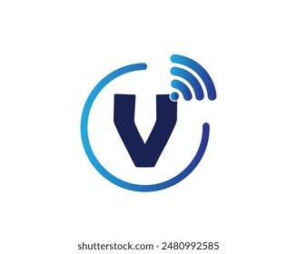 WiFi Radiowave V Letter Logo