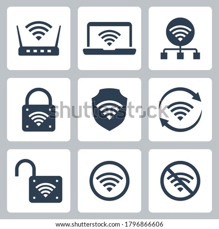 Wifi Related Vector Icon Set in Glyph Style 2