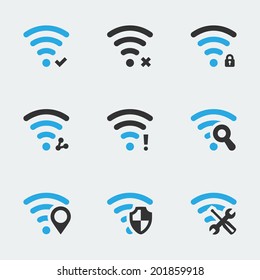 Wifi related vector icons set