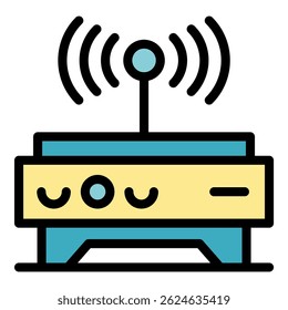 Wifi remote control icon. Outline wifi remote control vector icon color flat isolated