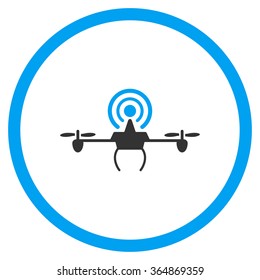 Wifi Repeater Air Copter vector icon. Style is bicolor flat circled symbol, blue and gray colors, rounded angles, white background.