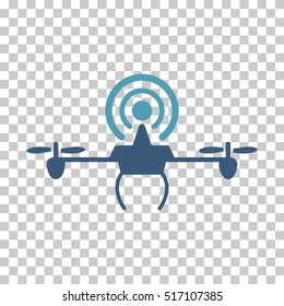 Wifi Repeater Drone EPS vector icon. Illustration style is flat iconic bicolor cyan and blue symbol.