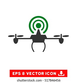 Wifi Repeater Drone EPS vector pictogram. Illustration style is flat iconic bicolor green and gray symbol on white background.