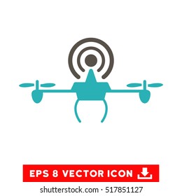 Wifi Repeater Drone EPS vector pictogram. Illustration style is flat iconic bicolor grey and cyan symbol on white background.