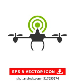 Wifi Repeater Drone EPS vector pictogram. Illustration style is flat iconic bicolor eco green and gray symbol on white background.