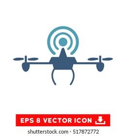 Wifi Repeater Drone EPS vector pictograph. Illustration style is flat iconic bicolor cyan and blue symbol on white background.