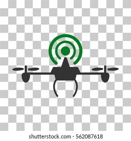 Wifi Repeater Drone vector pictogram. Illustration style is flat iconic bicolor green and gray symbol on a transparent background.