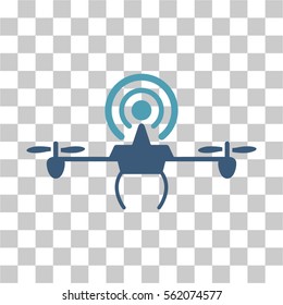 Wifi Repeater Drone vector pictograph. Illustration style is flat iconic bicolor cyan and blue symbol on a transparent background.