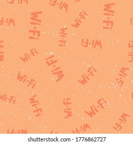 Wi-fi. Retro pattern for print design. Cartoon vector illustration. Romantic seamless texture design. Hand drawn calligraphy lettering vector illustration.