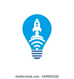 Wifi Rocket bulb shape concept vector logo design. Wifi signal symbol and rocket design vector