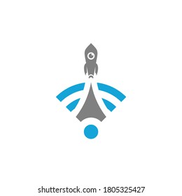 Wifi Rocket logo icon vector template, Creative design, Symbol