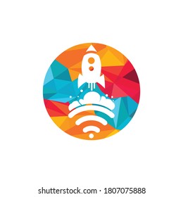Wifi Rocket vector logo design. Wifi signal symbol and rocket design vector.