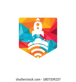 Wifi Rocket vector logo design. Wifi signal symbol and rocket design vector.