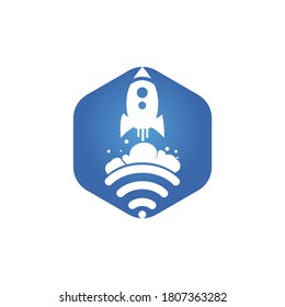 Wifi Rocket vector logo design. Wifi signal symbol and rocket design vector.