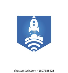 Wifi Rocket vector logo design. Wifi signal symbol and rocket design vector.