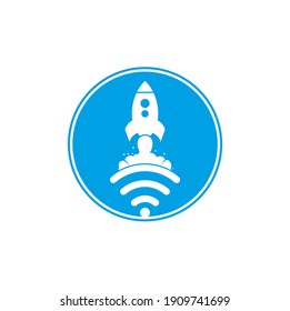 Wifi Rocket vector logo design. Wifi signal symbol and rocket design vector.
