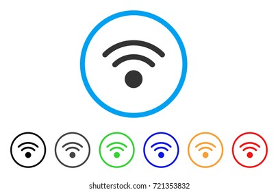 Wi-Fi rounded icon. Style is a flat wi-fi gray symbol inside light blue circle with black, gray, green, blue, red, orange versions. Vector designed for web and software interfaces.