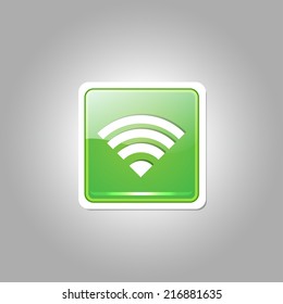 WIFI Rounded Rectangular Vector Green Web Icon Button
