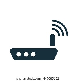 wi-fi router with antenna icon on white background