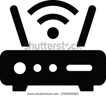 WiFi Router with Antenna Icon - Wireless Network, Internet Connection, and Communication Vector