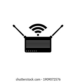 Wifi router - black vector icon