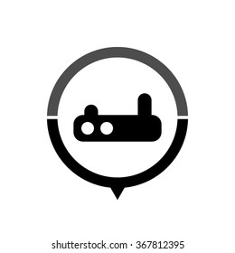 Wifi router - black vector icon; map pointer;  message bubble